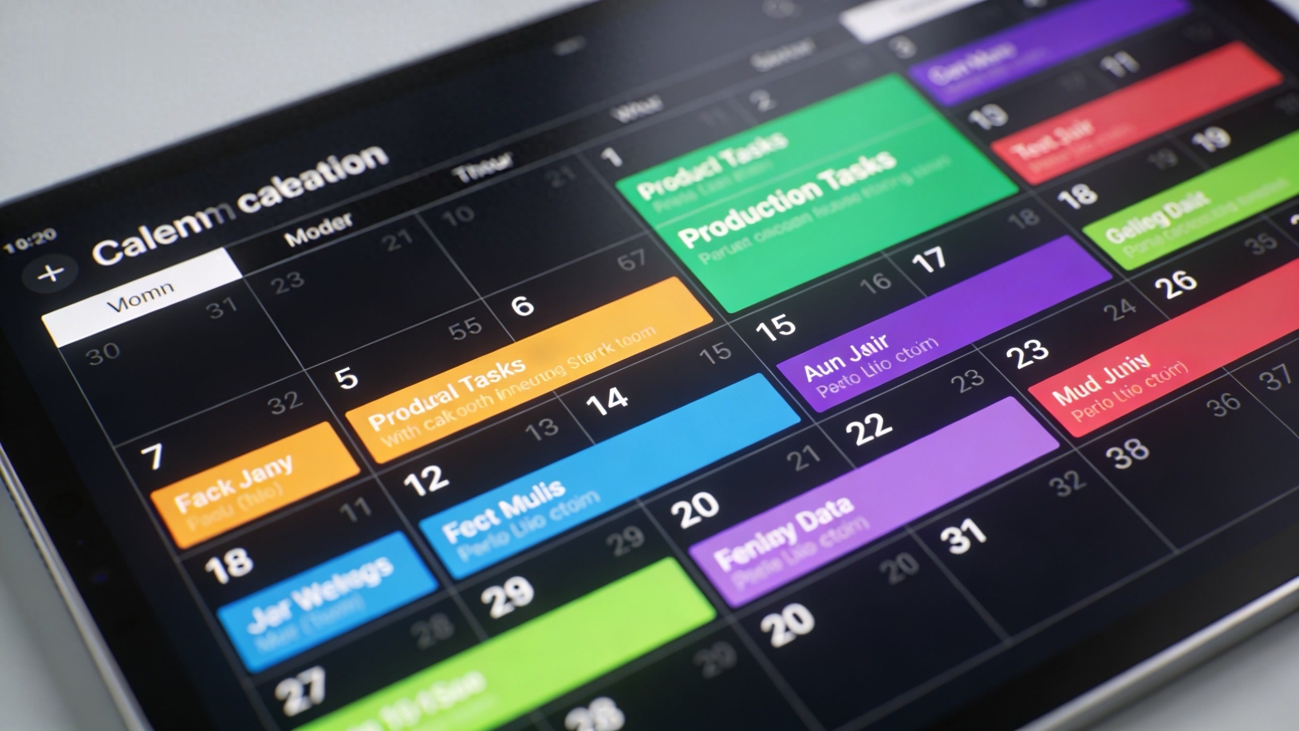 Planeación de tareas tipo calendario